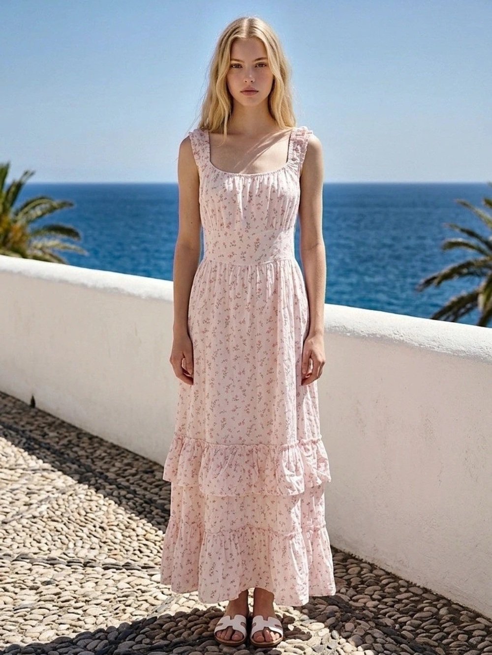 Juniors Floral Maxi Dress in Pink - New